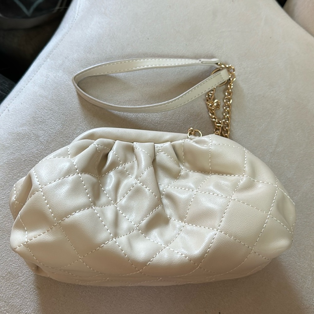 Crossi New York Crossbody Handbag Women Cream Quilted Pouch Purse Lined Bag
